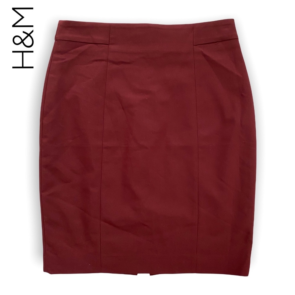 H&M Maroon Dark Red Mini Pencil Skirt Size 8